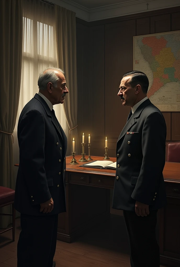 ( realism ) Oppenheimer with Hitler discussing nuclear project