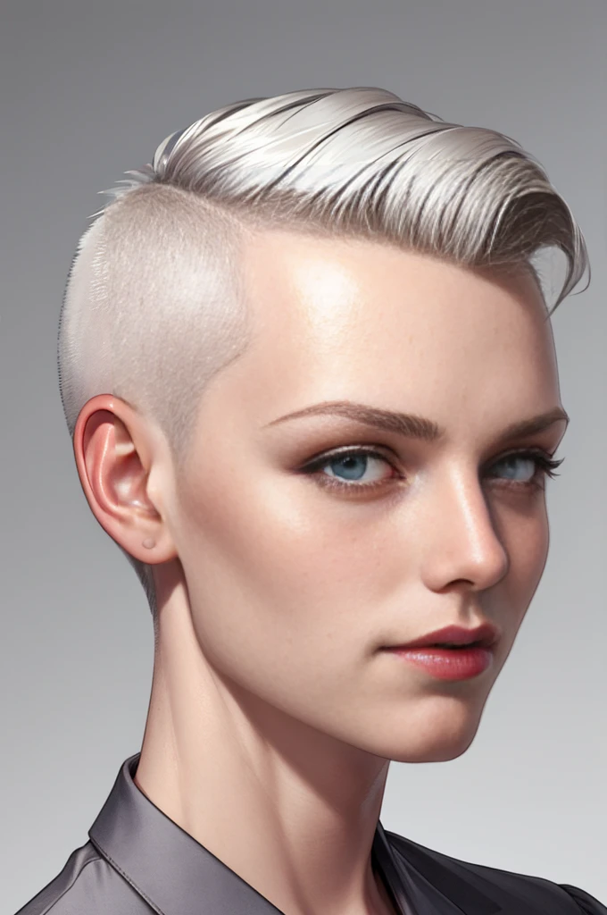 platinum medium short hair slicked to the side