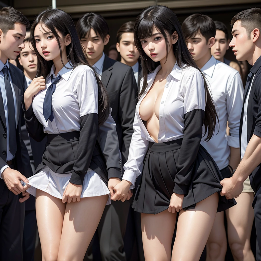 A high school girl is embarrassed by her beautiful and innocent underwear and the mischievous high school boys get aroused by seeing her., A model-like baby-faced gal, Training camp, Pushed down by high school boys, My butt is touched by high school boys, Being molested by high school boys, My breasts are grabbed by high school boys, Being seen committing a sexual assault in public is embarrassing and makes it difficult to resist, Staring at the audience, Beautiful black hair, Beautiful Eyes, Ultra high definition, Clear white skin, Slender body, Japanese, Anatomically correct, Inner thighs