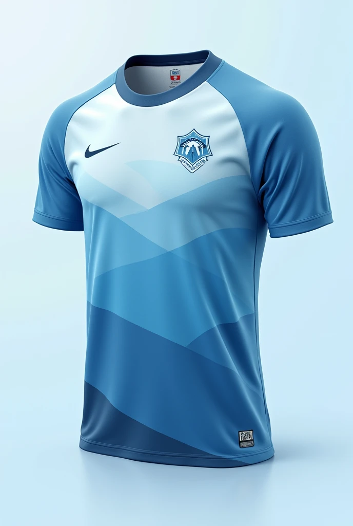 Make me a minimal yet aesthetic  team shirt jersey design for school sport fest the theme is avatar water element round neck