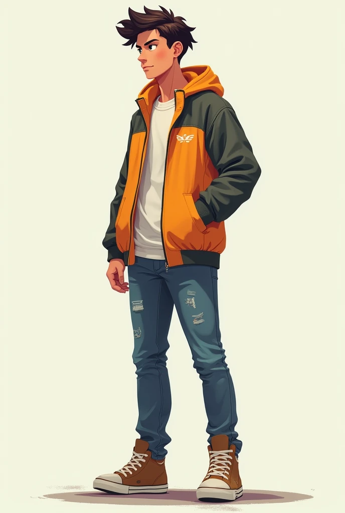 20-year-old boy, tall in full body sideways looking forward and that is lively