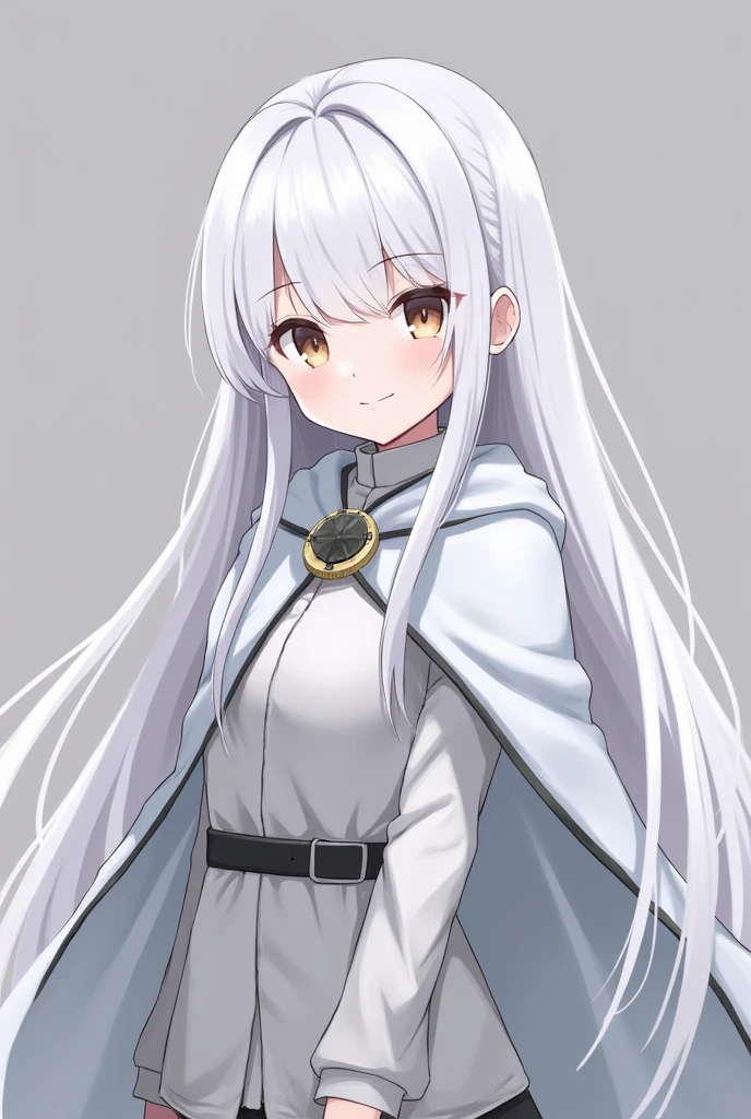 3d, anime, girl, long white hair, cape, looking at viewer, pale skin, serious, futuristic, pixel art, white clothes