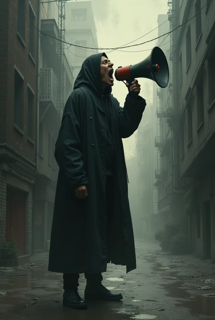silent scream with a megaphone