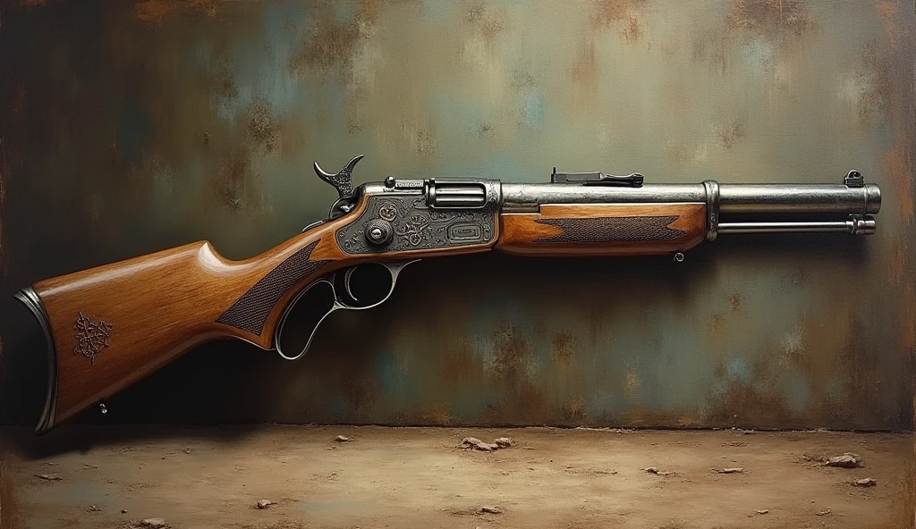 Russian 1914 oil painting creative Gun