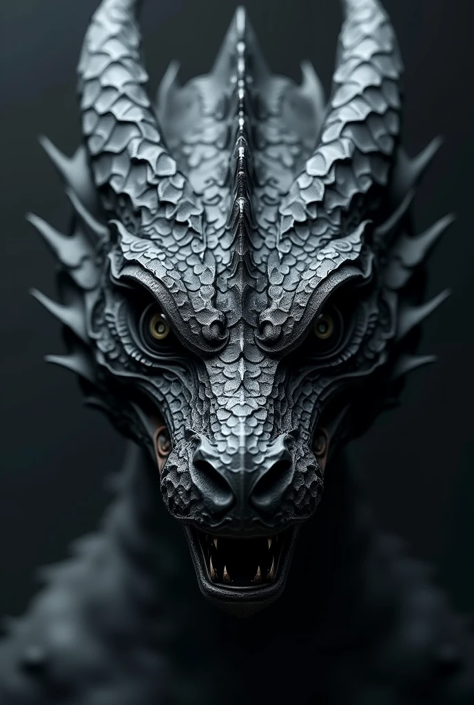 
Dragon only face balck realstic for logo
