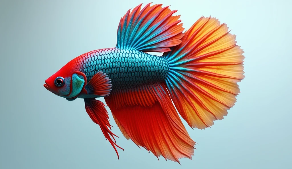 (photorealism:1.5), colorful Betta fish , rainblow color, high definition. (ultra realistic) extreme details, (best quality, 4k, 8k, high resolution, masterpiece: 1.5)