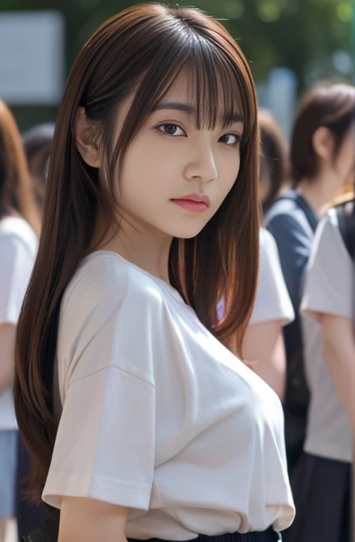 (masterpiece, Highest quality:1.2), (Tsurime:1.2),
(Face focus, Face close-up, Face close-up:1.2), Tsurime, 1 Girl, Soryu Asuka Langley, alone, Brown eyes, Tshirt, Watching the audience, Long Hair, Recall, tokyo-3 middle school uniform, Orange Hair, white shirt, From behind, shirt, Short sleeve, Closed Mouth, bangs, Two Side Up, stage, Feet sticking out of the frame, White socks, cargo pants, , Outdoor, 
 