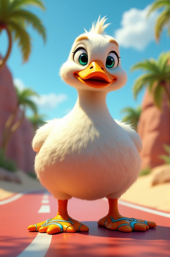 A duck with flip flops from Lightning McQueen