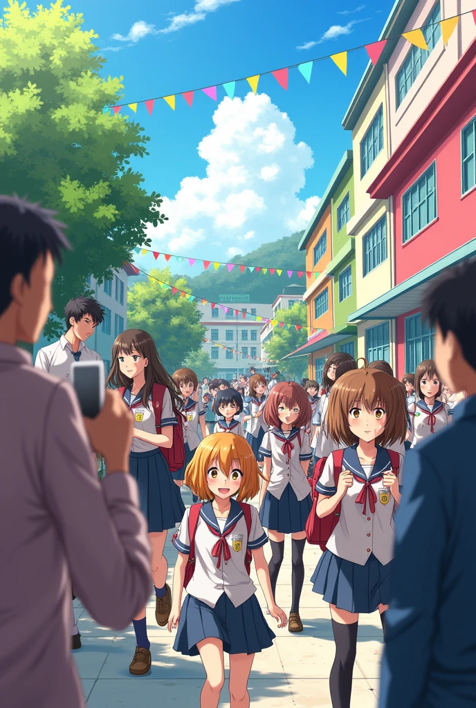High School, Elementary School, and Middle School Celebrate Hardikda (anime), school background
