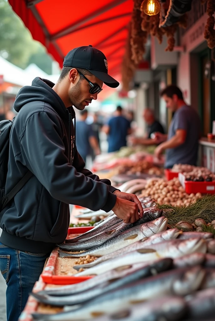 Ronaldo buys fish for sale on the market