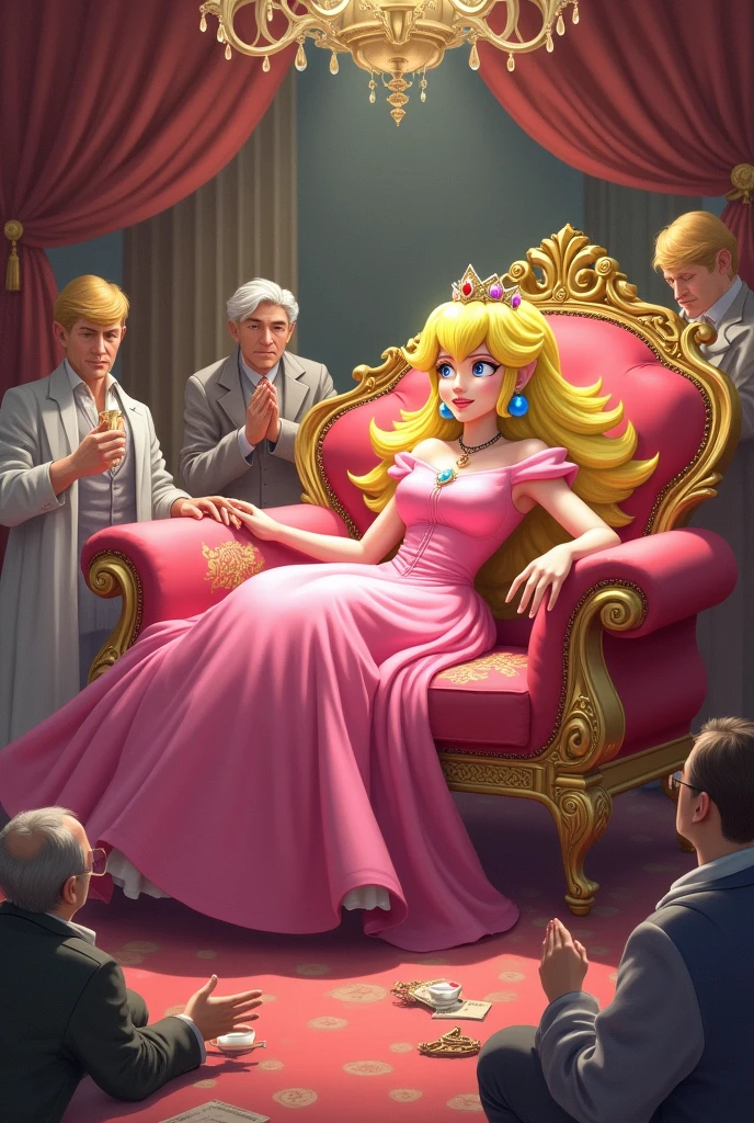 2d princess peach on a royal sofa foot worshipped and payed to be pretty