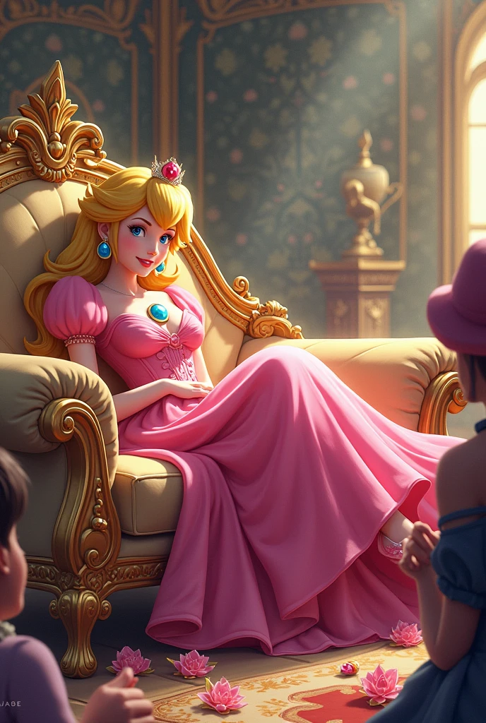 2d princess peach on a royal sofa foot worshipped and payed to be pretty