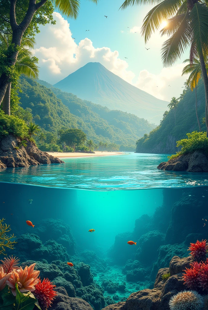 Make a banner about beautiful nature of Indonesian