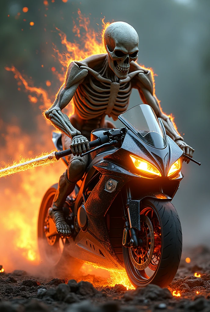 Skeleton fire - kawazaki ninja h2r hybrid