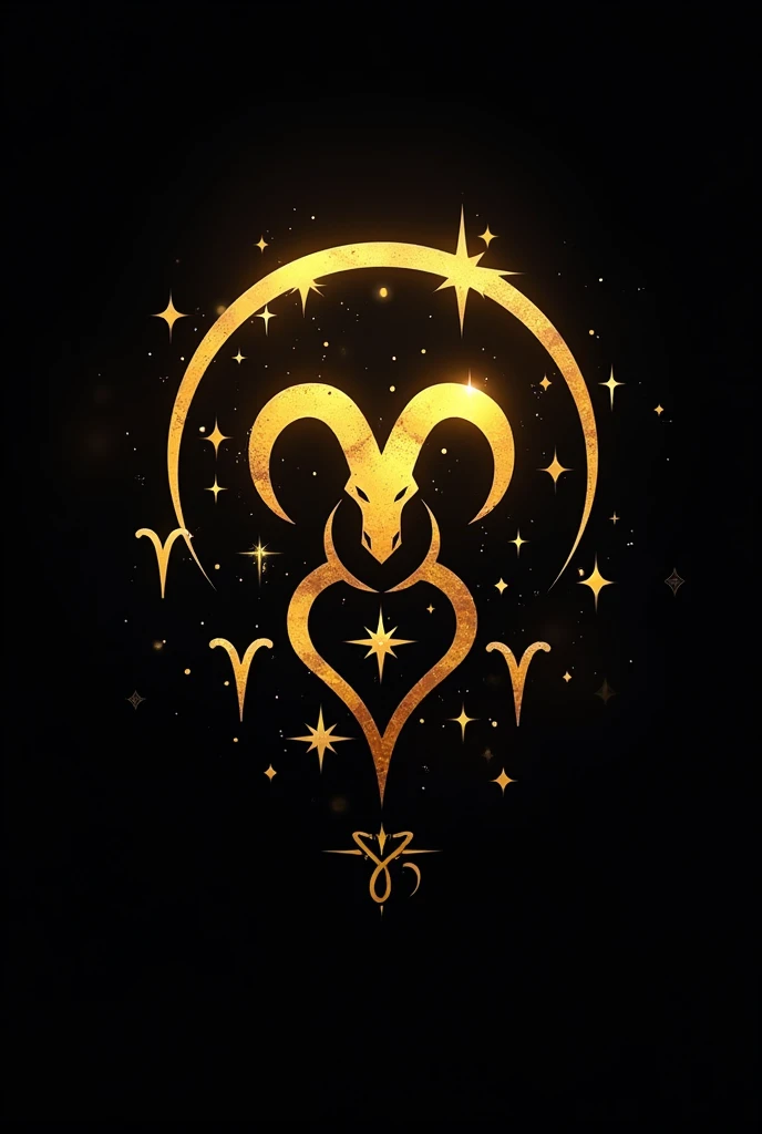 Can you make me a logo for my competitive free fire clan?. Let it be in black and gold as well, let it be called Los Santos De Oro and include the constellations of the zodiac signs, with Aries being the main one and the one that stands out the most..