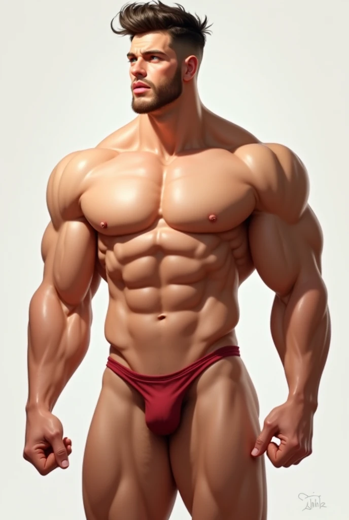 A  men with abs very handsome and pink lips no any cloth on body animated