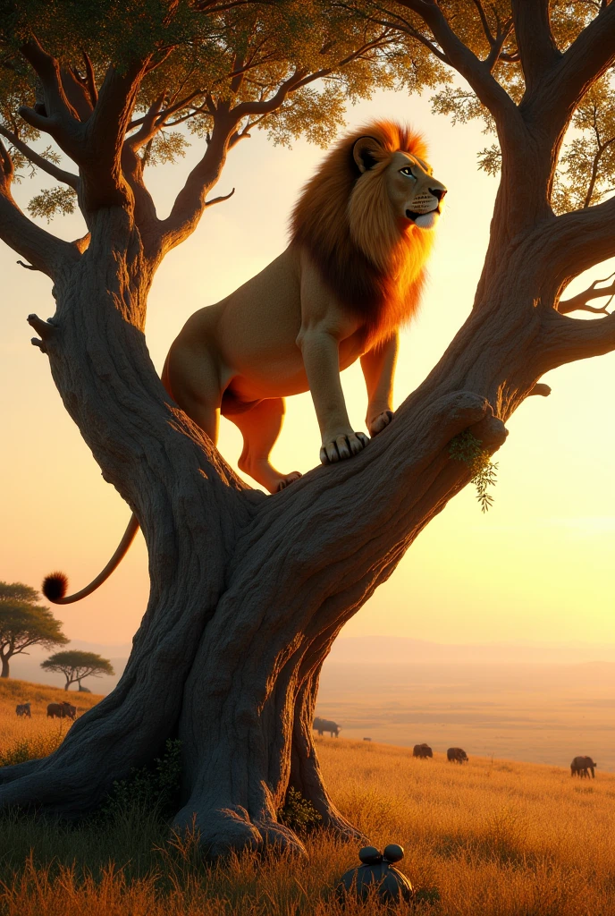 lioness in a tree