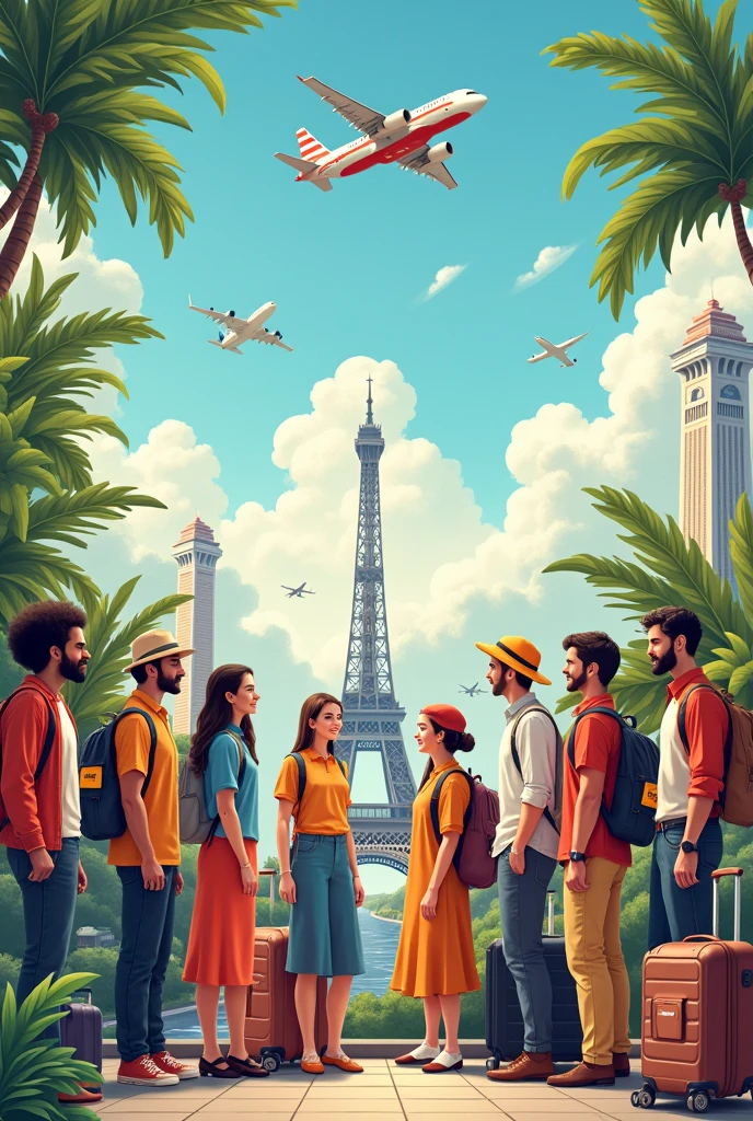 Create a cover image design for a reel of English words to keep in mind on a trip, add words to make it stand out
