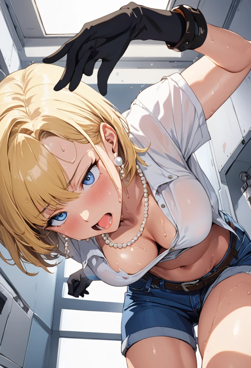 Tabletop, Highest quality, High resolution, CC Saver, Blonde, Green Eyes, Ahoge, (スクールwater着:1.3),  Frowning,, One Girl, Trojan horse, rubbing the crotch, Thought-provoking liquid, shibari,, Tabletop, Highest quality, Very detailed、(fold your hands behind your back:1.5)、Hmph, Large Breasts,  Focus on women, whole body,  juice, Sweat, (Straddling a Trojan horse:1.3)、Glare、is crying、Open your mouth、(Pool:1.3)、Awareness-raising、 レイノPool、 Pool, Poolサイドで, Tile floor, indoor, window, water, ,Blurred_background, Depth of written boundary,