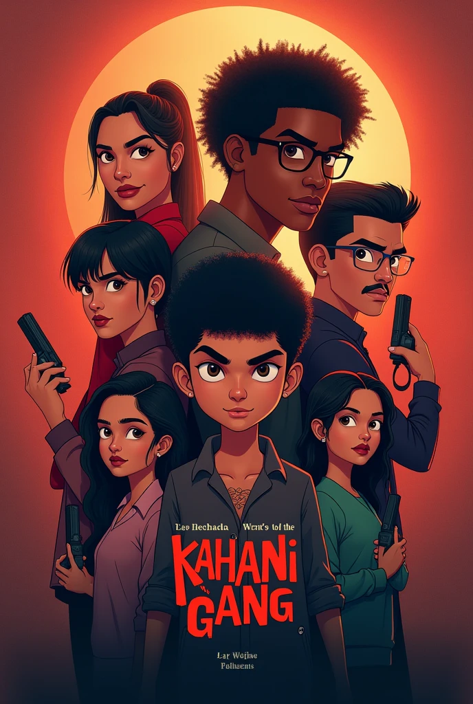 Give me adult animated youtube banner for kahani gang
