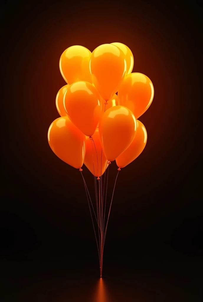 voluminous inflated orange balloons in the shape of a star , Black background,