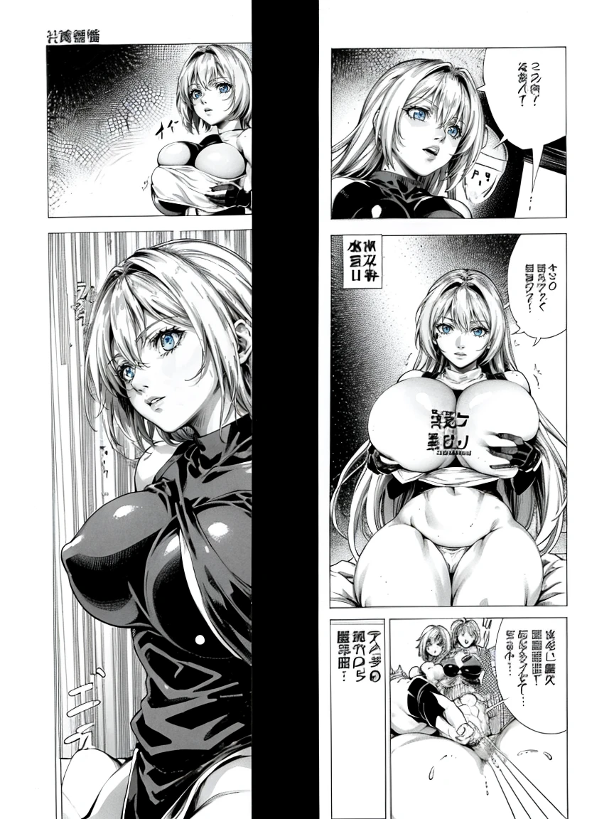 (comix 図 style:1.4) ,Digital Illustration 。Manga style comics.  Comic Strip，battle，，attack，お互いをattackする、(Big Breasts:1.4), Big Ass、High resolution, Highest quality, masterpiece, (Battle pose)