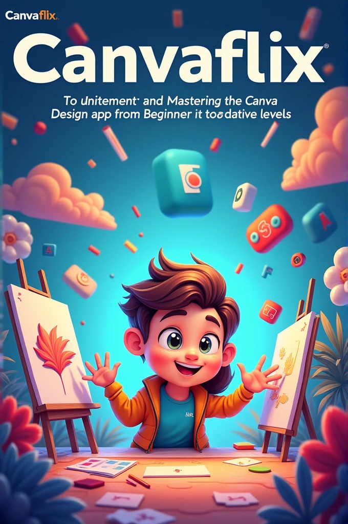 Generate an image for me for a course cover with the theme "CANVAFLIX" to learn how to use the Canva app from 0 to advanced