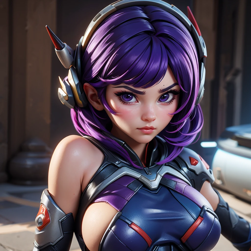 Juno overwatch cute girl nude huge tits bust hiperrealist cute face beautiful perfect 8k resolution purple hair short, cute face beautiful perfect, atlétic body slim