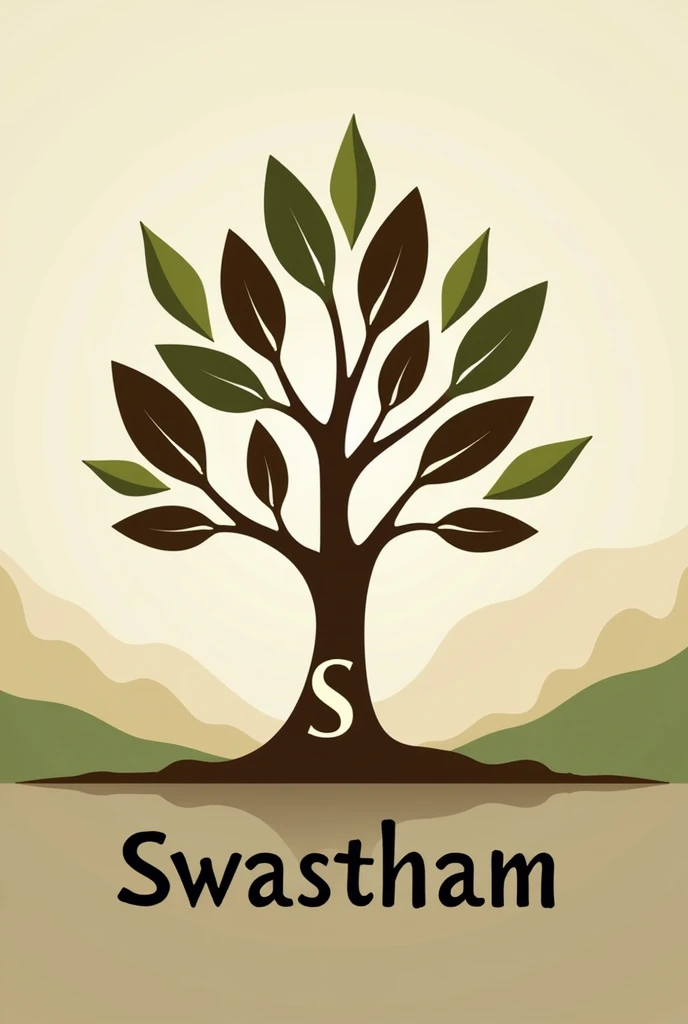 Make a logo that includes a SM written in with the branches of the tree.. the logo must contain a tree of spoons in the background and SWASTHAM is written down