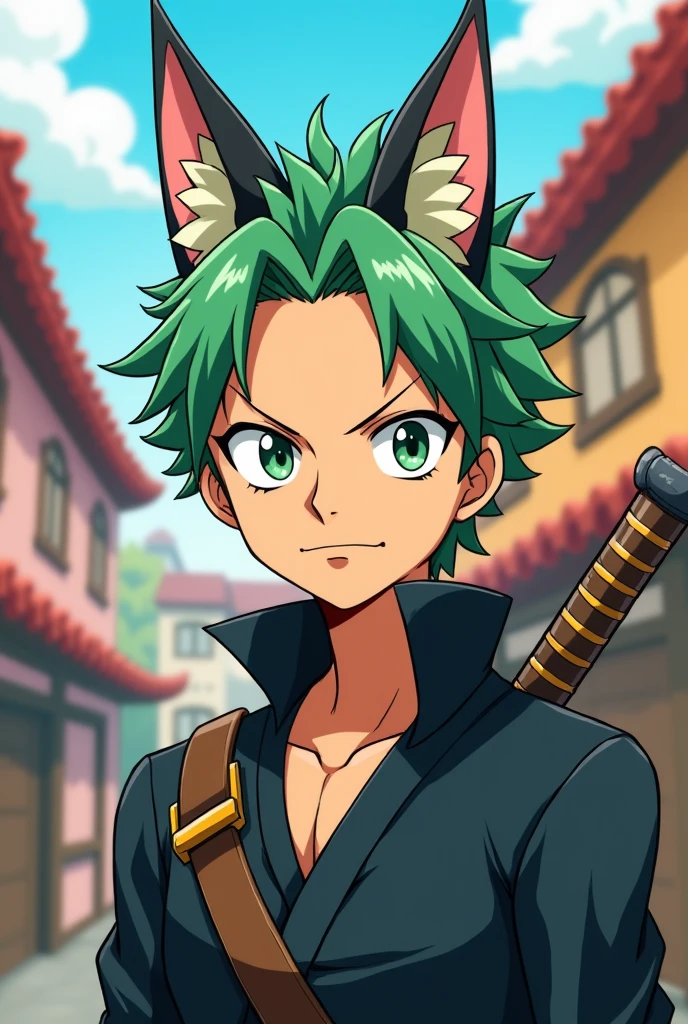 Zoro the cartoon character has cool cat ears.