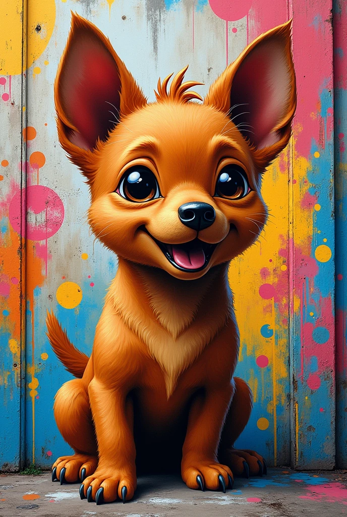 An easy-to-draw graffiti paying homage to a little brown dog with pricked ears