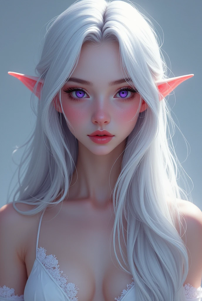 masterpiece, Highest quality, One girl, Elaina_(May_no_gossip), Silver Hair, Purple eyes, Long Hair,