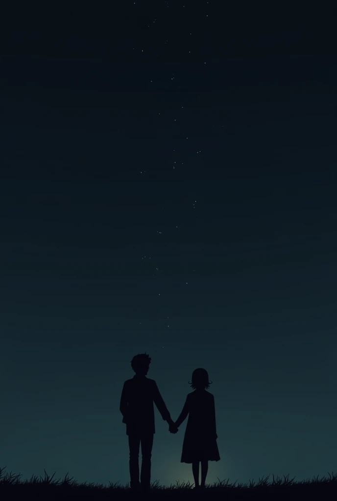 Holding hands in night sky with only few stars