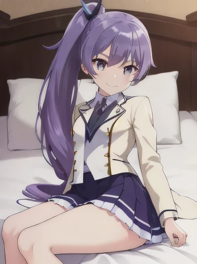 Highest quality, (masterpiece:1.2), Very detailed, (masterpiece), (figure),
Bed
Sleeping, (顔 focus:1.2),A girl from the side, alone, Long Hair, Purple Hair, Purple eyes, Shine, Lens flare, Sparkle, Eyebrows visible through hair, Hair between the eyes, Small breasts, Side Ponytail,Uniform Shy,smile
