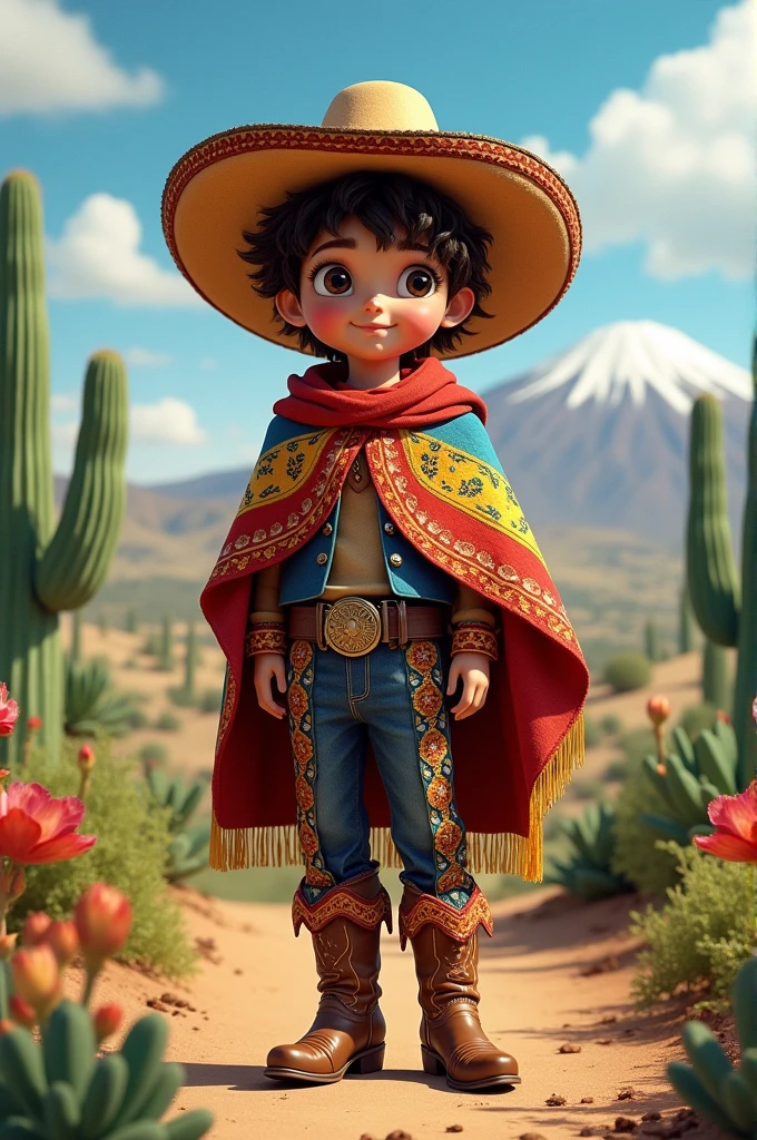 Charlie from the chocolate factory dressed as a Chilean cowboy