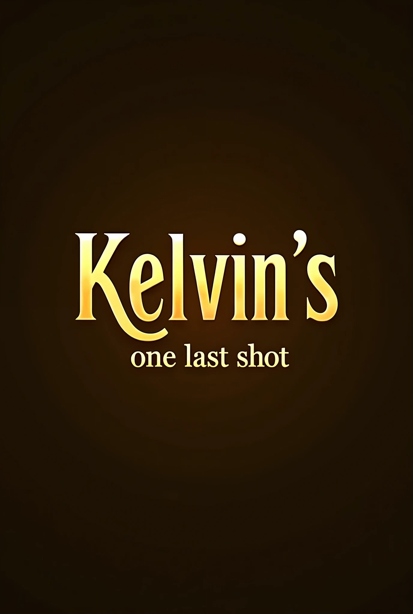 I need a single creative logo golden colored with gradient for a company name KELVIN’s with a slogan “one last shot”