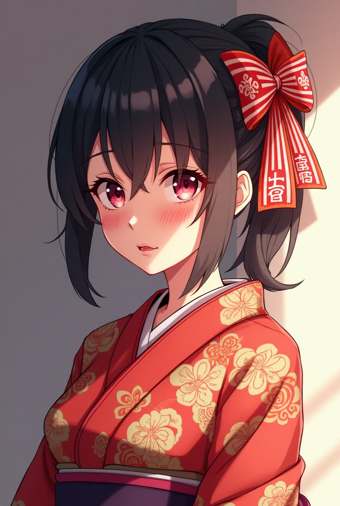 Kimono Beauty、Anime Style、Expressive、bow、Troubled face、Beautiful features、Crying、stamp