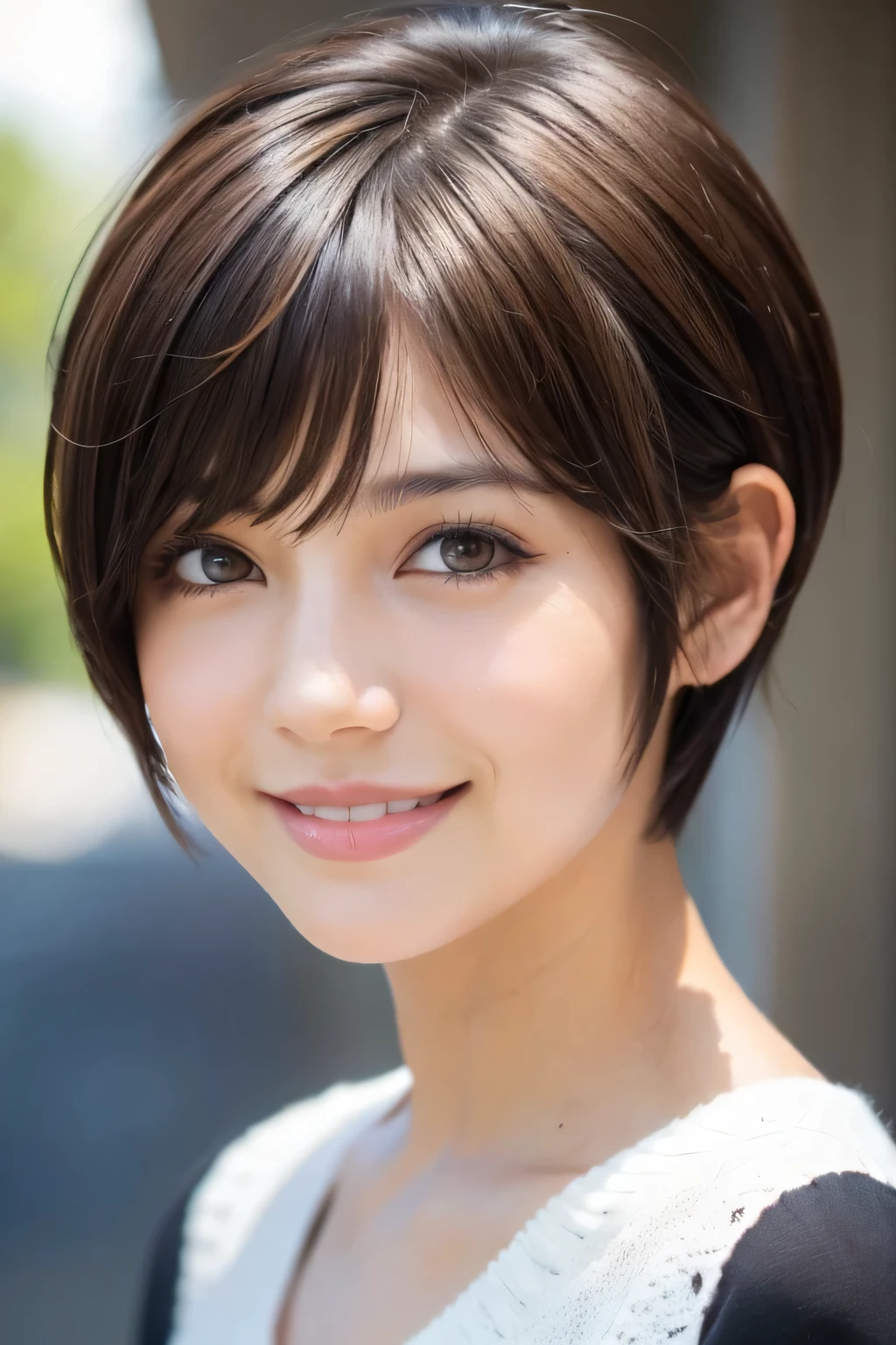 One girl, Gaze, smile, Pixie Cut Shortcuts, Short hair tip