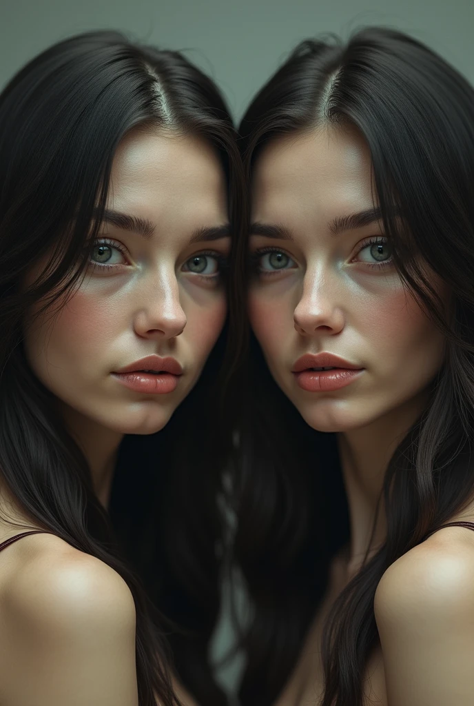 (((cloned face)))
(((similar identical twins)))
All the girls have the exact same face, The two have the same face and figure, as if they were mirror images.