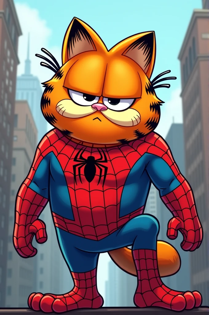 Garfield con traje de Spiderman