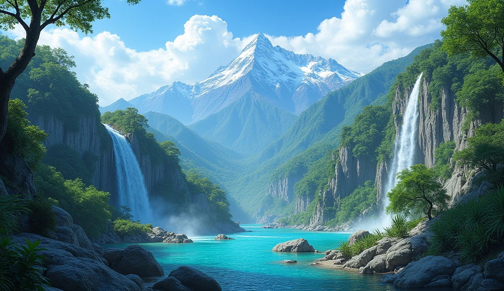 Make a banner about the natural beauty of Indonesia's without any life, no ice in the top of mountain