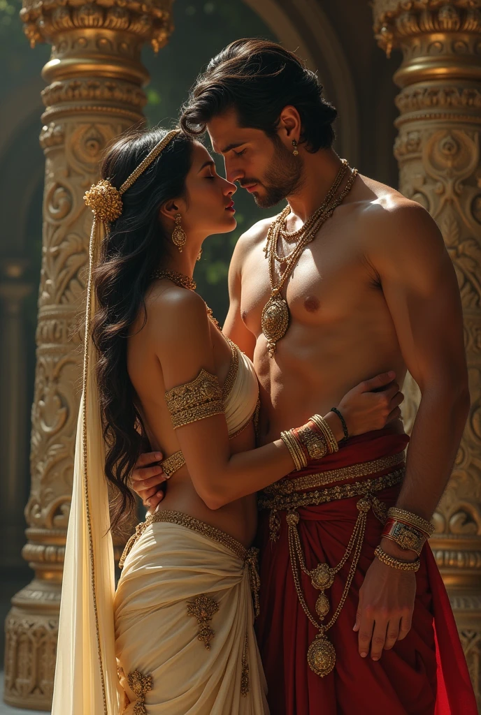 Ancient Indian nude queen and king romance