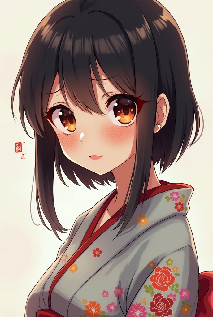 Kimono Beauty、Anime Style、Expressive、bow、Troubled face、Beautiful features、Tears、stamp