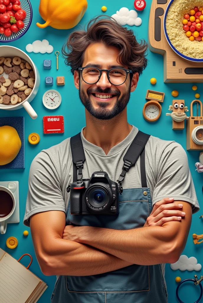 You could create a slide with images that represent the following curiosities about a man:
I like photography and cooking and these are things I would like to learn..
I really like doing sports.m, I really enjoyed going to the gym, During college I practiced calisthenics and rode a bike.
I like French and I try to use my free time to study it. I really like reading and it is my weekend plan..
When I was little I really liked drawing and I won a drawing competition