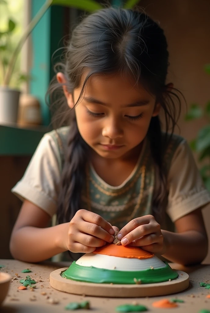 Create Indian flag with molded clay make by Indian girl  for YouTube thumbnail