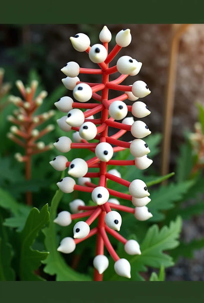 Create an image of Actaea pachypoda, also known as Doll's Eyes, in a serene home garden setting. Showcase the plant with its striking white berries, each with a distinctive black "eye," standing out against the lush green foliage. The berries should be clustered at the top of tall, slender stems, creating a dramatic contrast. Surround the plant with soft, shaded areas of the garden, including ferns or other shade-loving plants, to emphasize its woodland habitat. The lighting should be soft and dappled, mimicking the filtered sunlight that penetrates through a canopy of trees. This will enhance the plant’s otherworldly and enchanting appearance, making the Doll's Eyes stand out beautifully in its natural, tranquil garden setting.