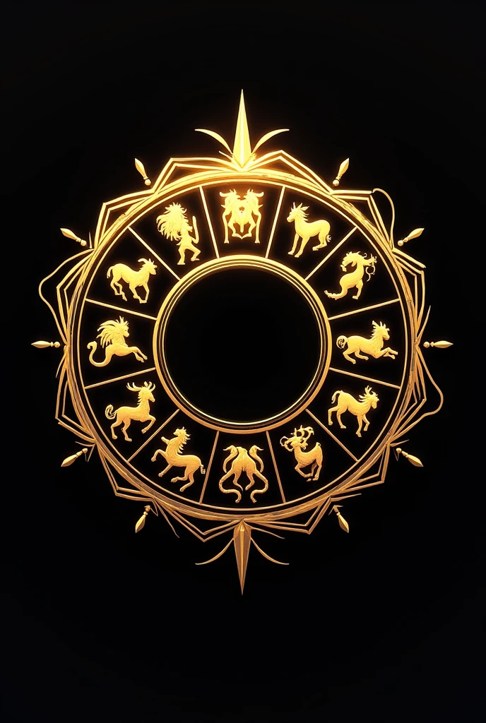 Clan logo. Name of the Golden Saints must be included. Based on the signs of the zodiac their constellations. black and gold color. Anime style and 8k quality
