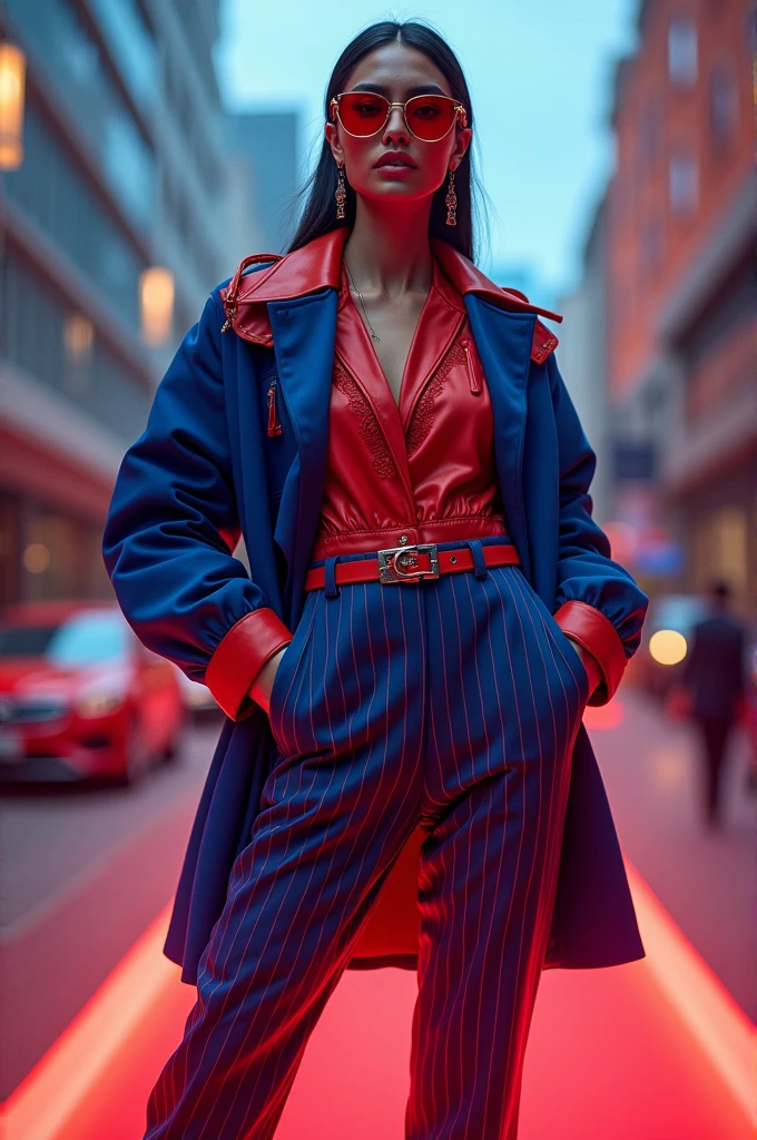 Fashion icon in red and blue