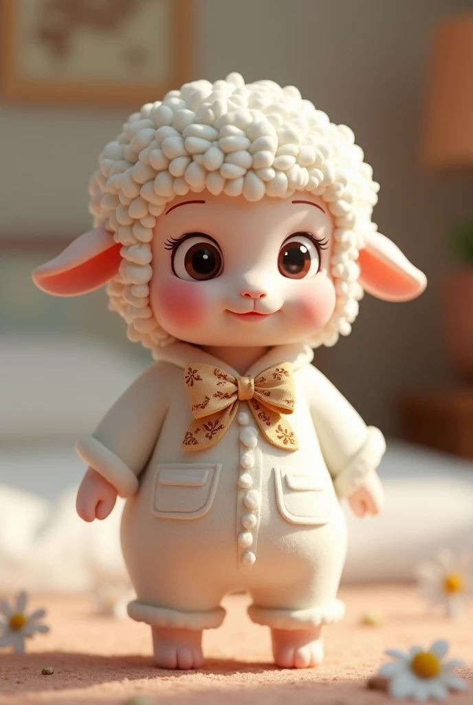 3D female sheep with bow and pajamas