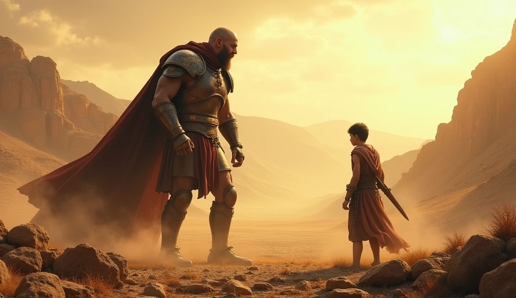 David and Goliath meet in the center of the valley